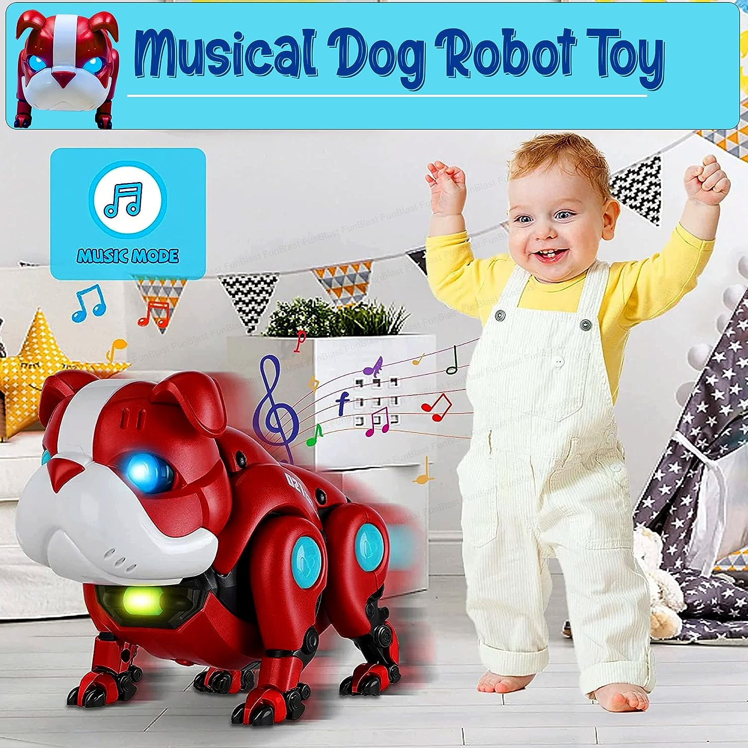 Robot Dog Toy – Musical Dog Robot Toy with Colorful Flashing Lights and Music for Kids Boys Girls, Robot Dog Toy Action Figure, Robot Toys for 3+ Years Old Kids