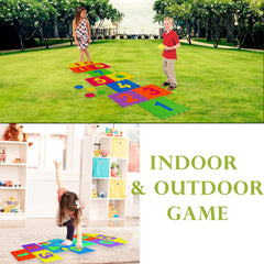 Hopscotch Mat for Kids - Foam Mat Puzzle for Kids, Indoor and Outdoor Hopscotch Game for Kids