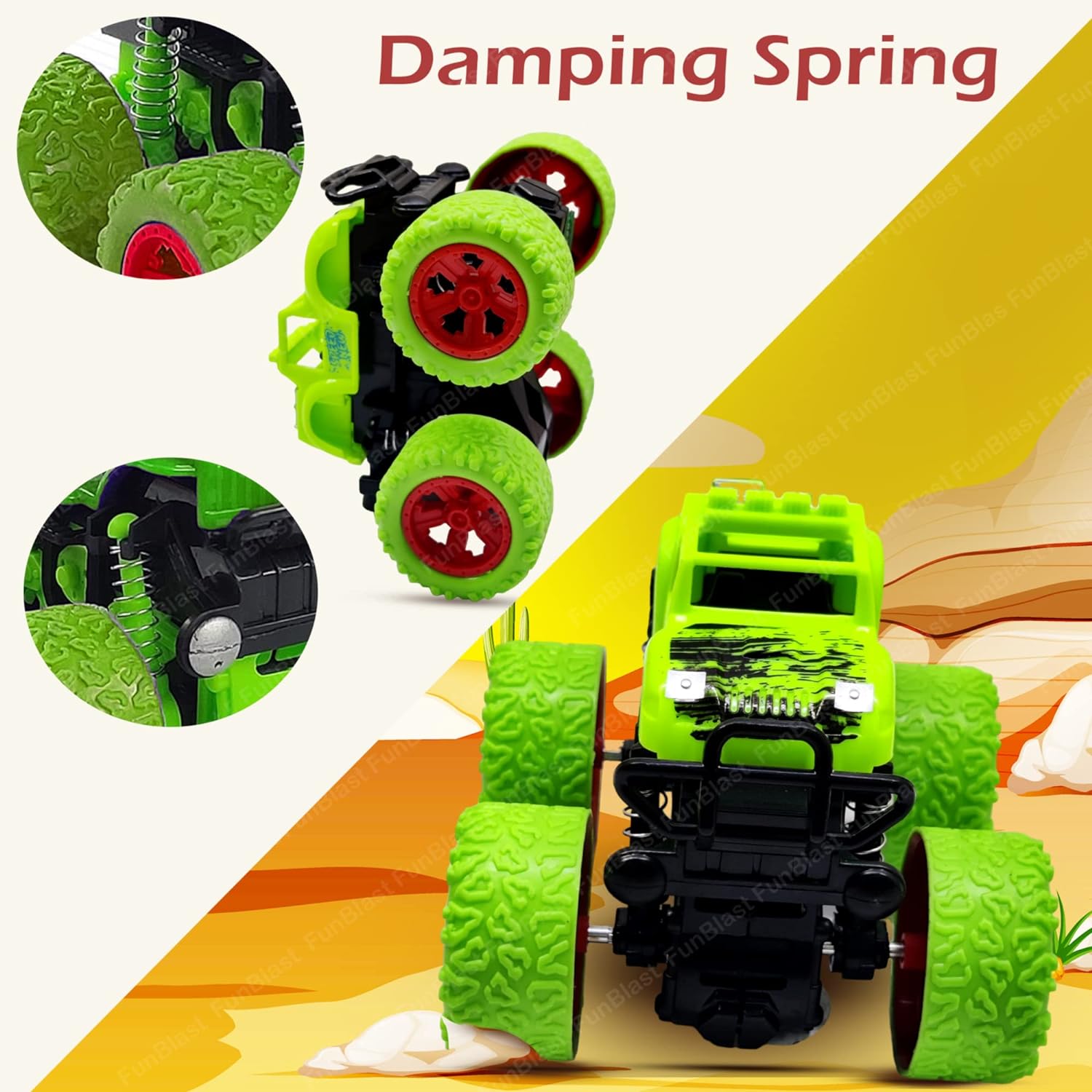 4WD Monster Truck Toys, Push & Go Toy Trucks Friction Power Toys - 4 Wheel Drive Vehicles Toy for Toddler - 1 Pcs