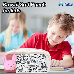 Cartoon Design Multipurpose Zipper Pouch for Kids (Pink)
