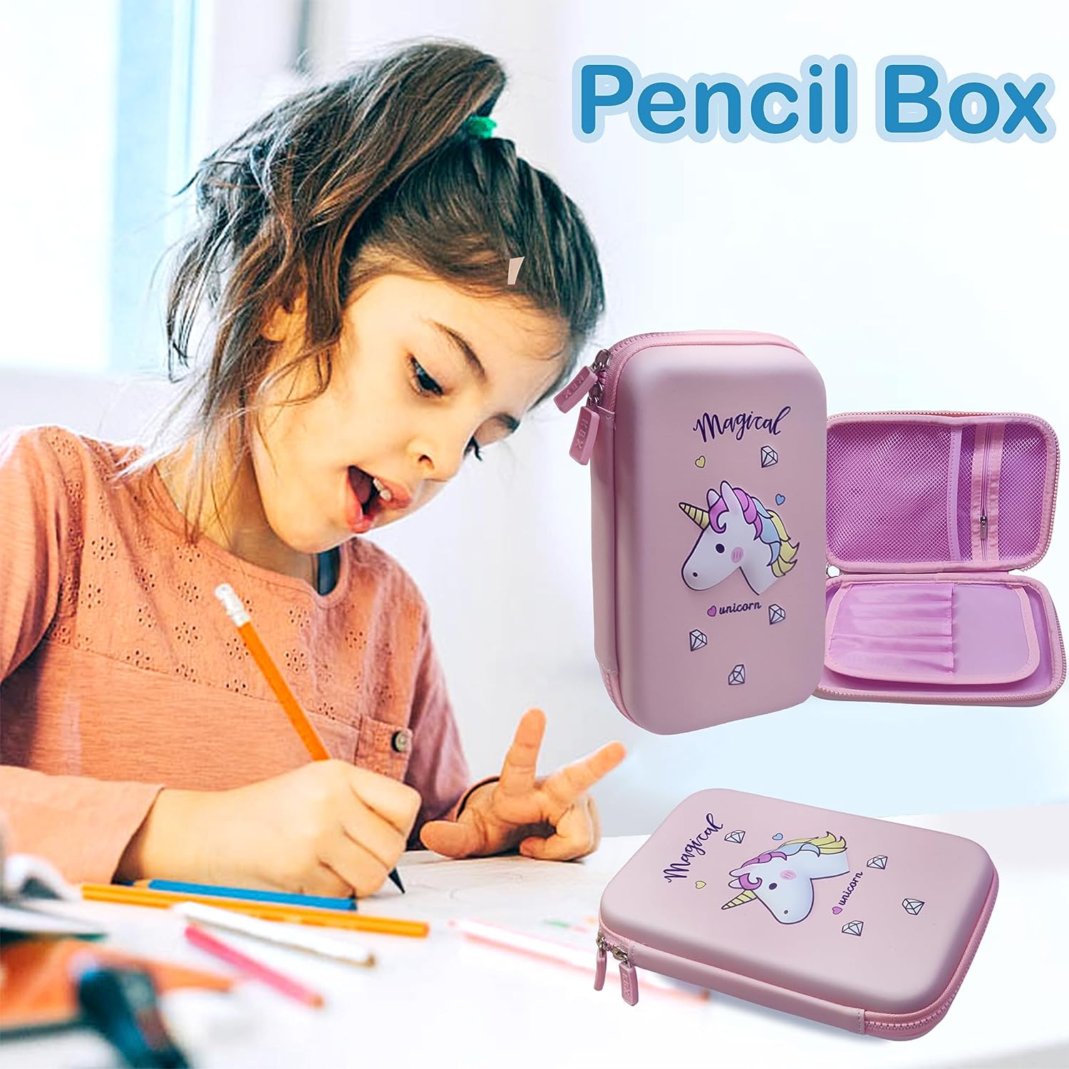 Pencil Pouches for Girls, Unicorn Pouch for Stationary Items - Pencil  Pouches for Kids, Pencil Box for Girls, Pencil Case for Girl