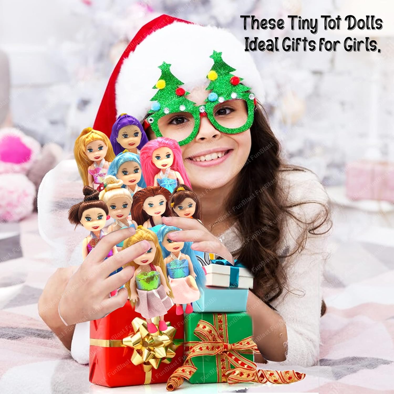 Doll Toys for Kids, (Pack of 10 Pcs)- Small Doll for Girls- 10 CM Cute Realistic Dolls for Girls, Dolls for 3+ Years Girls (Dress Color May Vary)