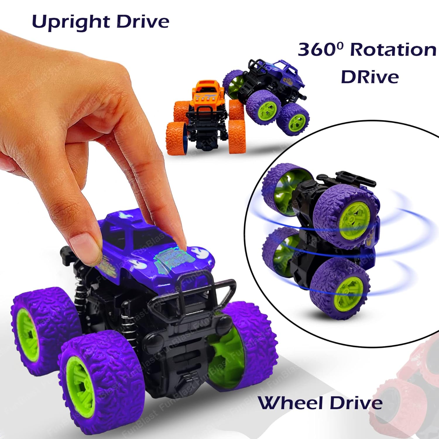 4WD Monster Truck Toys, Push & Go Toy Trucks Friction Power Toys - 4 Wheel Drive Vehicles Toy for Toddler - 1 Pcs