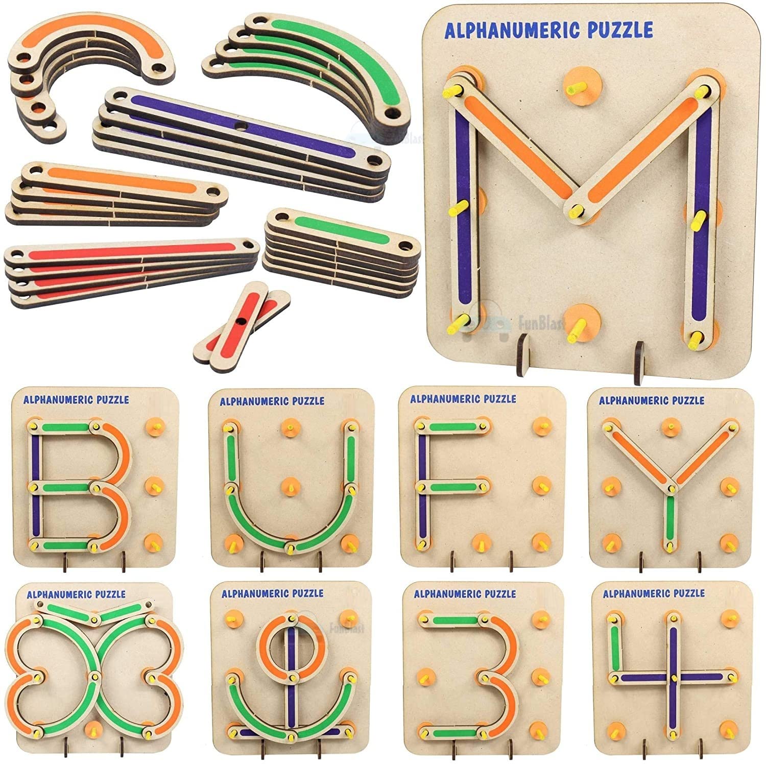 Alpha Puzzles Wooden Alpha & Numeric Construction Puzzles for Kids – DIY Learning ...