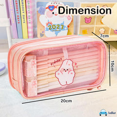 Portable Pencil Pouch with Zipper Closure for Kids (Peach)
