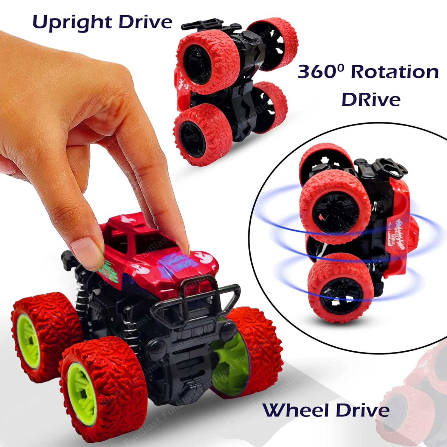 4WD Monster Truck Toys, Push & Go Toy Trucks Friction Power Toys - 4 Wheel Drive Vehicles Toy for Toddler - 1 Pcs