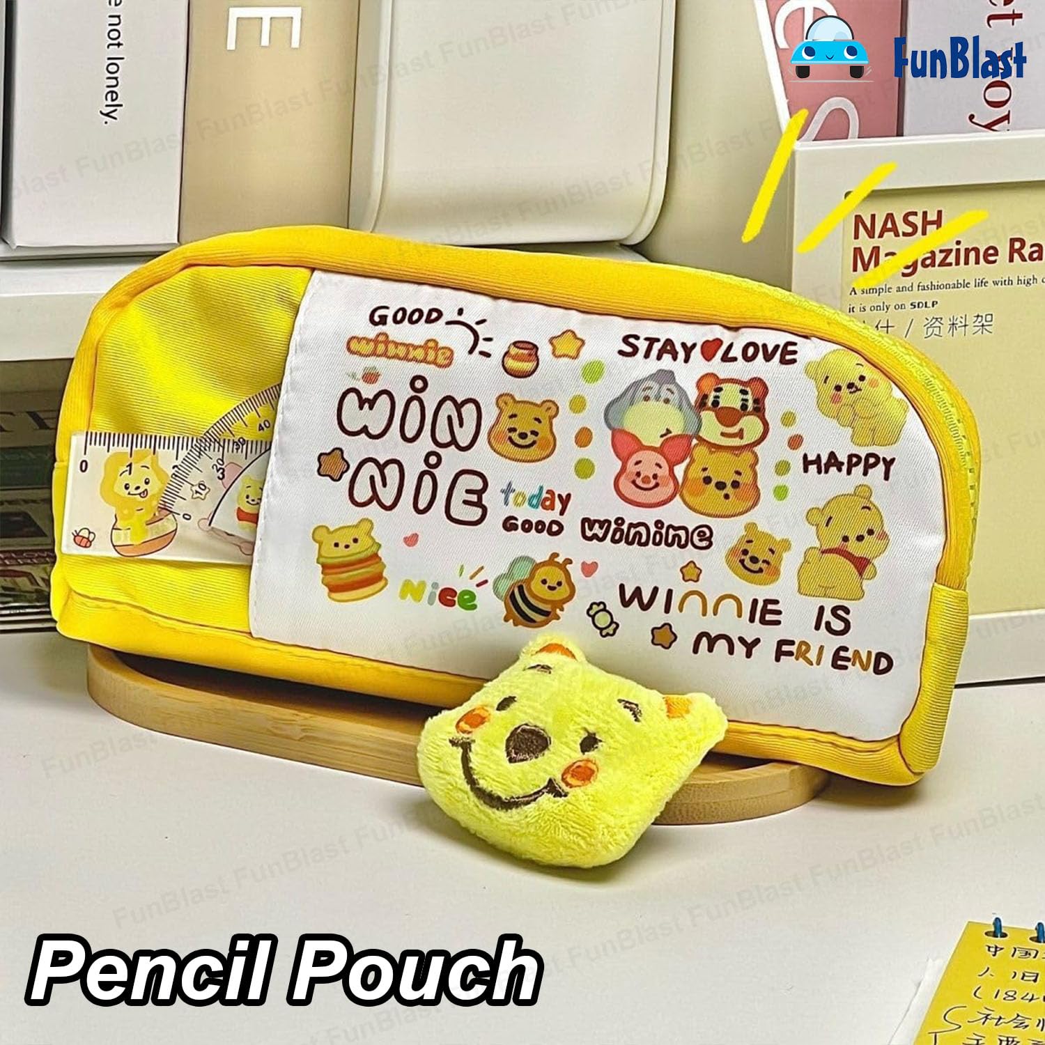 Cartoon Design Multipurpose Zipper Pouch for Kids (Yellow)