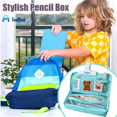 Multipurpose Zipper Pencil Pouch for Kids & Adults  (Blue)