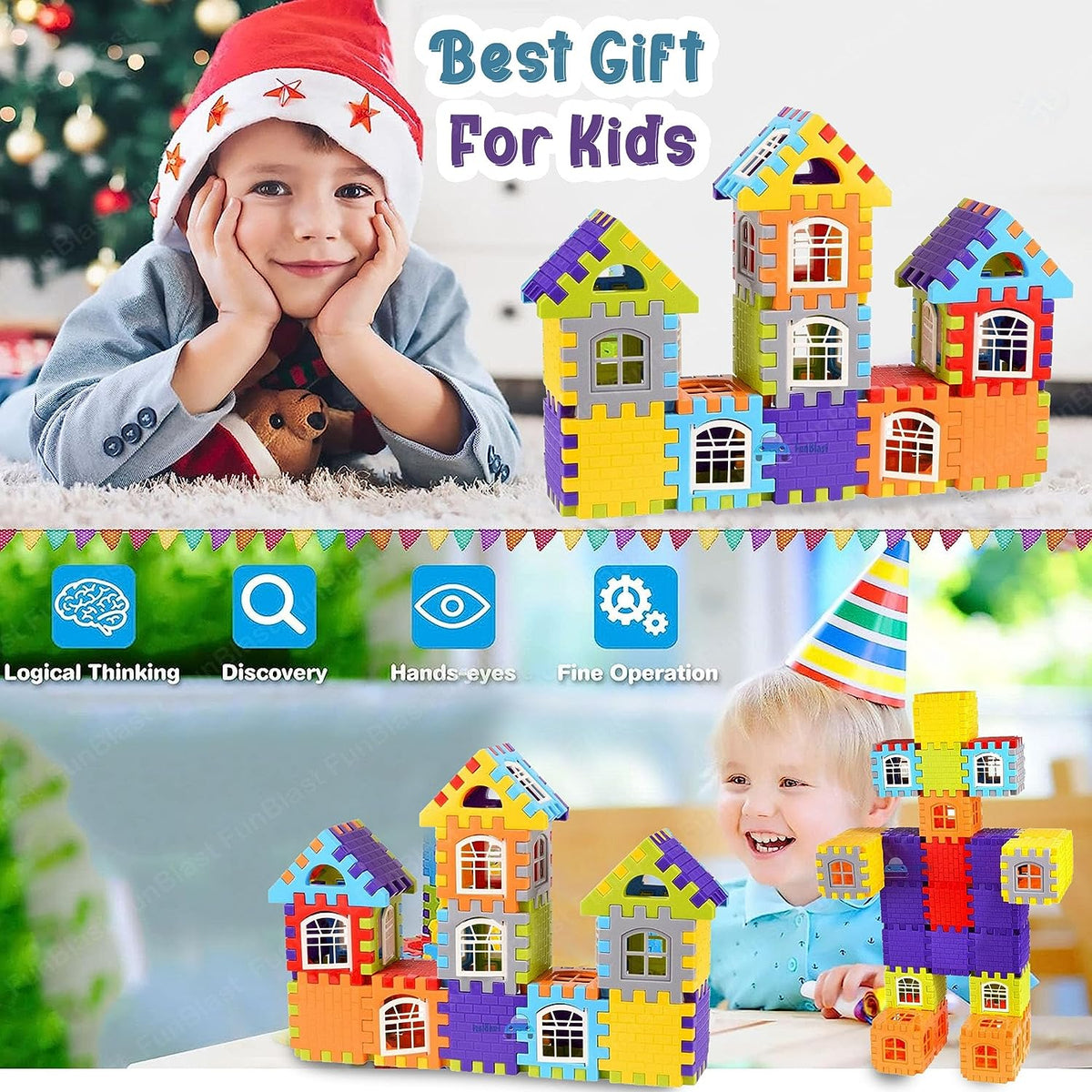 DIY House Building Blocks for Kids Puzzle Games for Kids DIY Toys for Children Educational and Learning Toy for Kids, Girls and Boys - 140+ Blocks