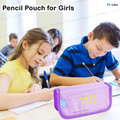 Multipurpose Zipper Stationary Organizer Pouch for Kids (Purple)