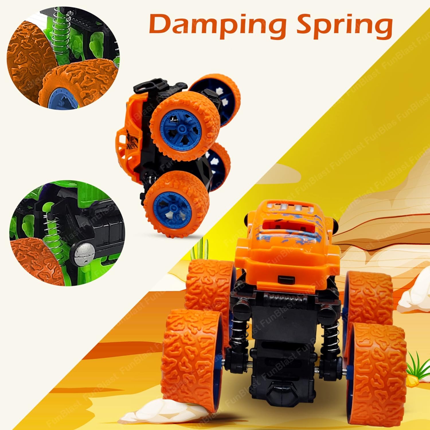 4WD Monster Truck Toys, Push & Go Toy Trucks Friction Power Toys - 4 Wheel Drive Vehicles Toy for Toddler - 1 Pcs