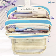 Multiple Compartment Portable Stationary Organizer Bag for Kids (Blue)