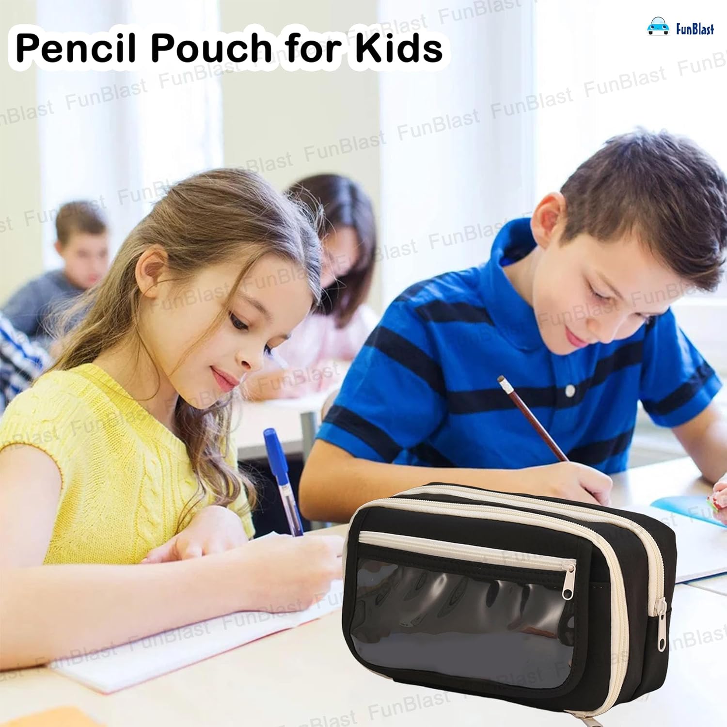 Multipurpose Zipper Stationary Organizer for Kids & Adults (Black)