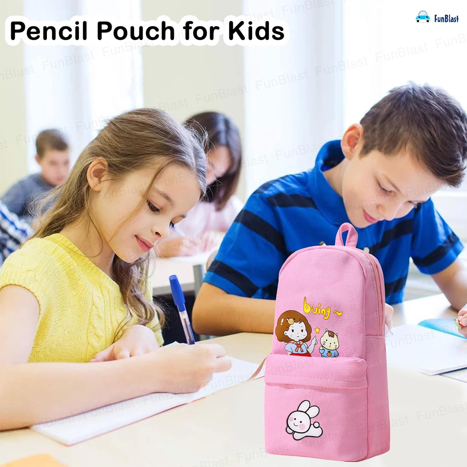Large Capacity Hangable Pencil Pouch for Kids (Pink)