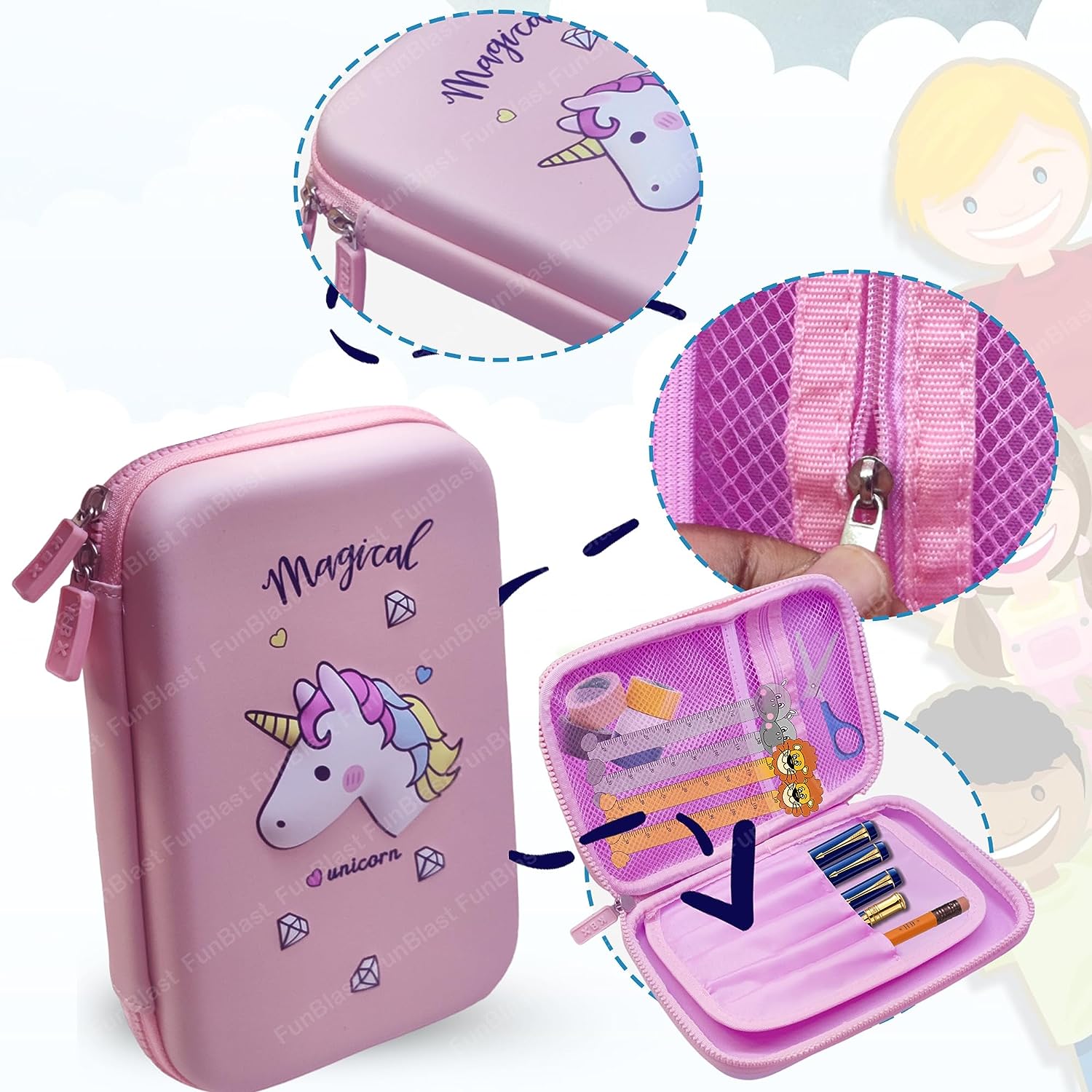 Pencil Pouches for Girls, Unicorn Pouch for Stationary Items - Pencil  Pouches for Kids, Pencil Box for Girls, Pencil Case for Girl