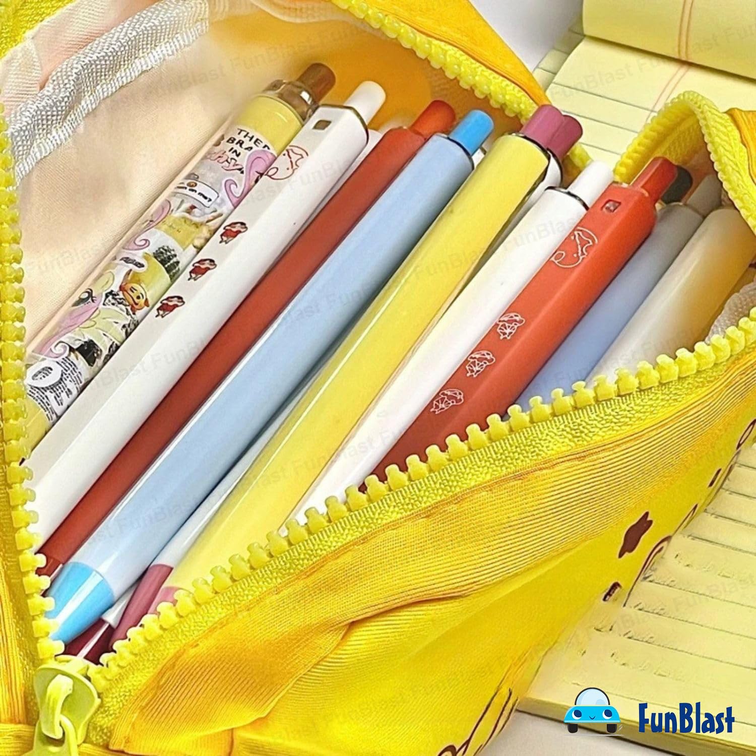 Cartoon Design Multipurpose Zipper Pouch for Kids (Yellow)