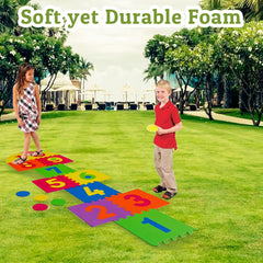 Hopscotch Mat for Kids - Foam Mat Puzzle for Kids, Indoor and Outdoor Hopscotch Game for Kids