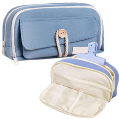 Large Capacity Stationary Organizer Pencil Pouch for Kids (Blue)