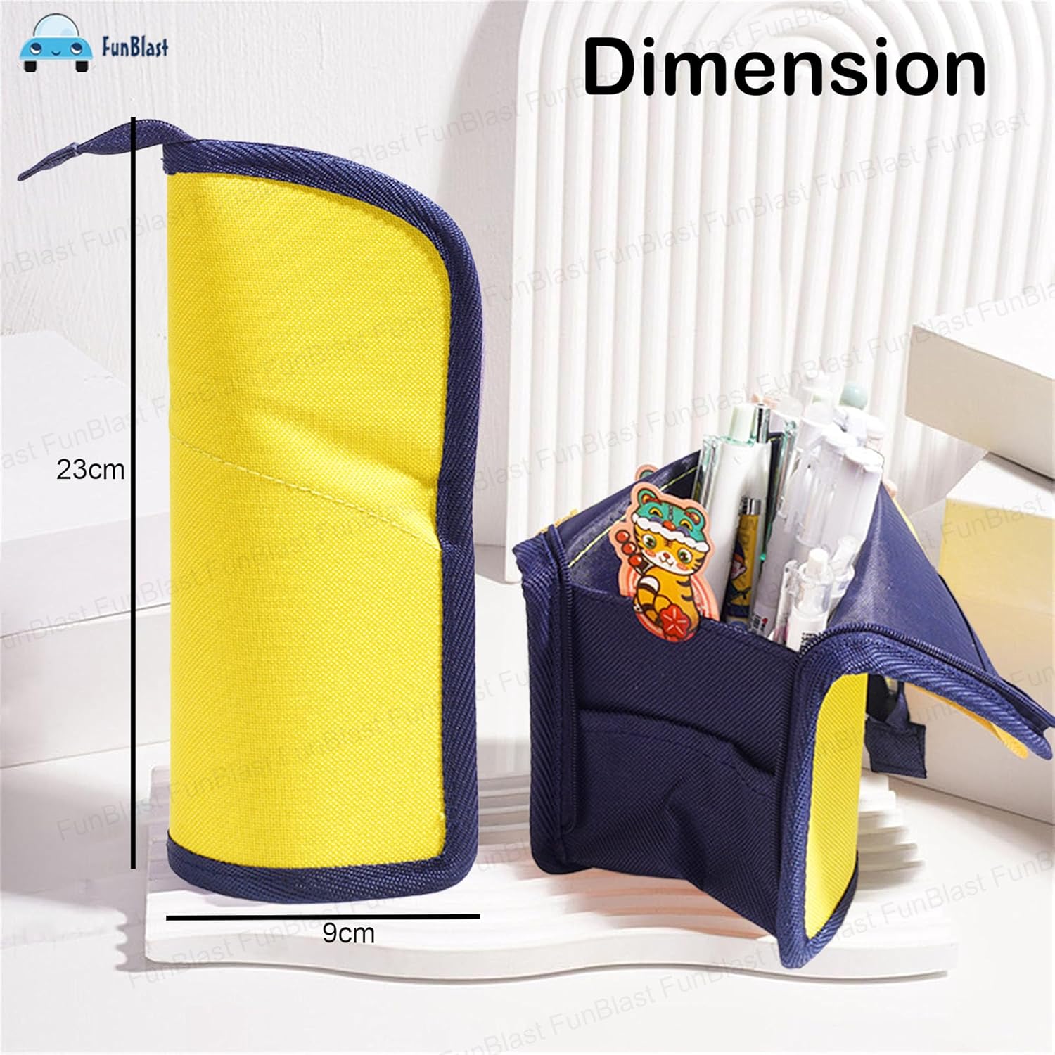 Korean Boba Pop Up Stationery Organizer Pencil Pouch for Kids (Yellow)