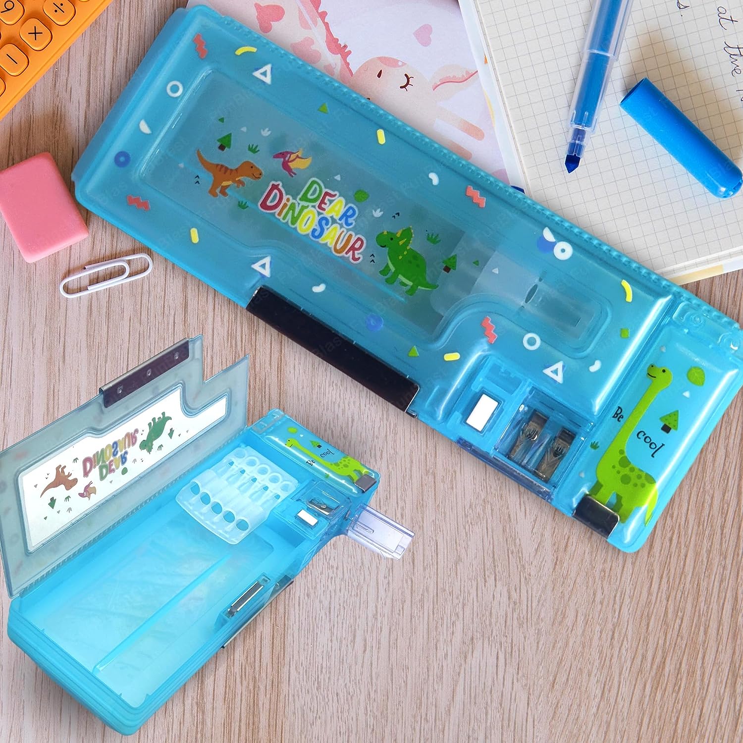 Magnetic Pencil Case with Sharpener Dinosaur Themed Luxury Pencil Box for  Kids Stationary Organizer Pencil Box for Girls, Kids, Boys