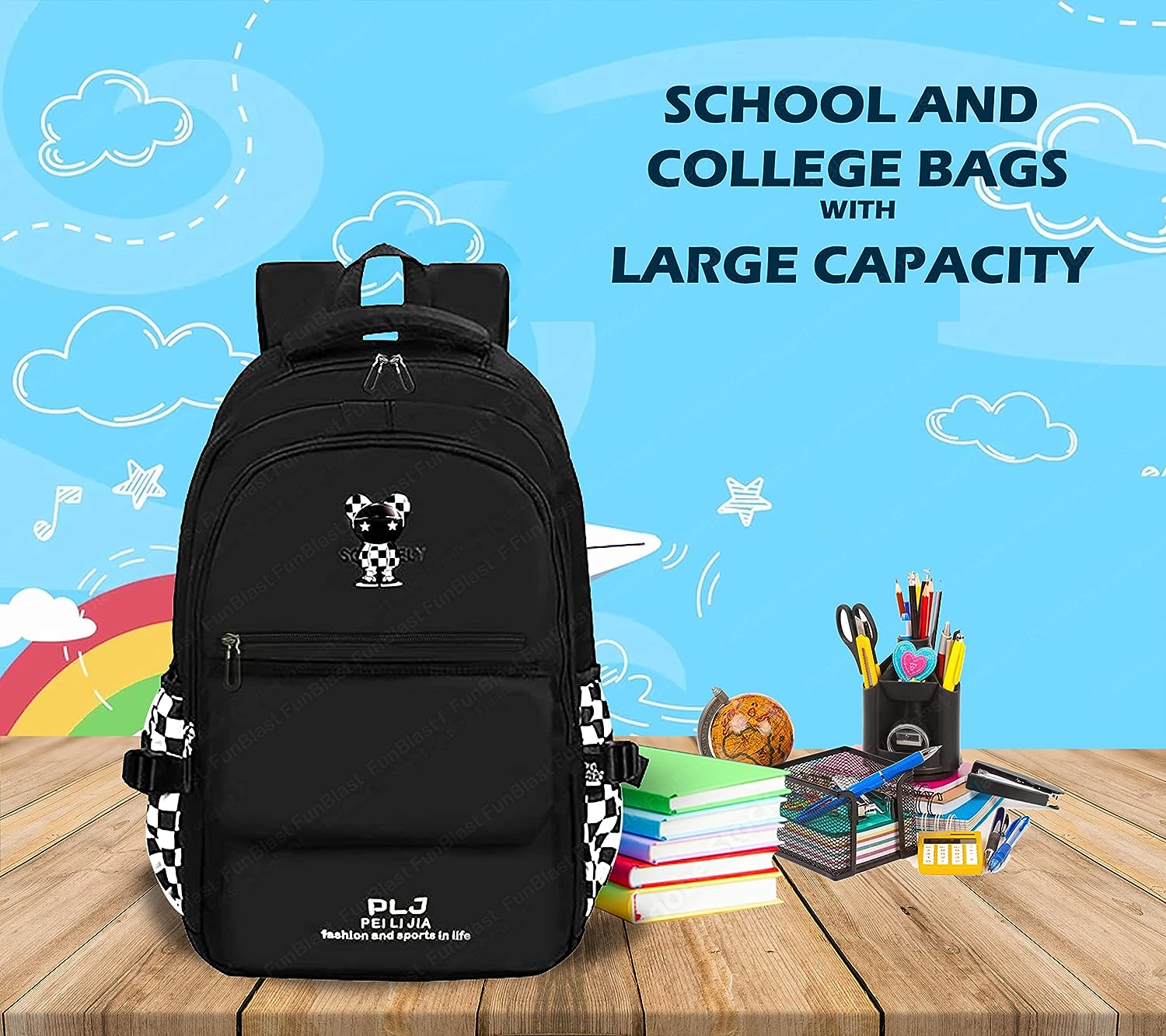 School Office Casual Multipurpose Backpack Large Capacity Bag for Boys Girls Kids School and College Bags for students Travel Bag Picnic Bag