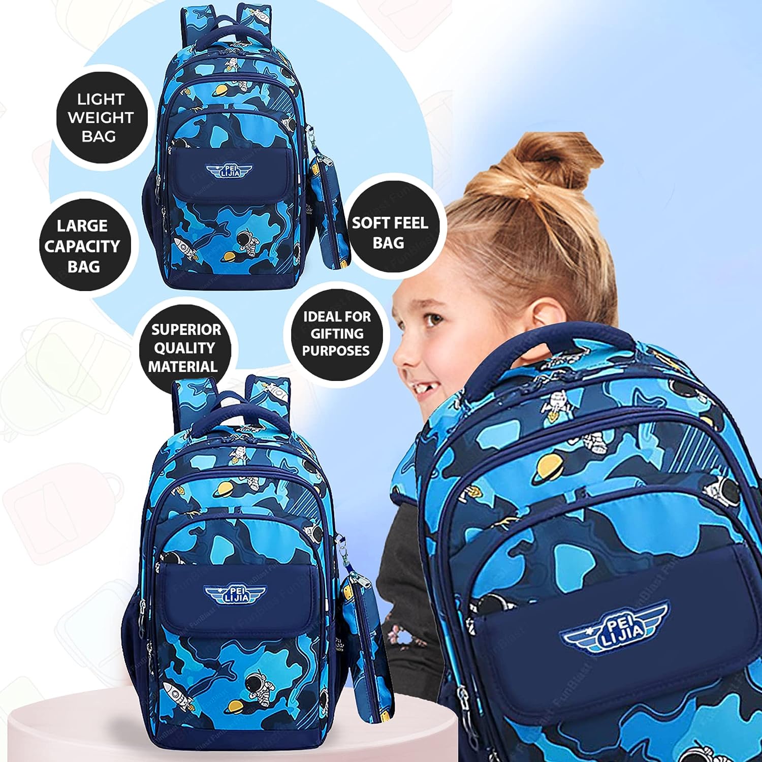 School Bags for Boys – Space Print Bagpack for Kids, College Bag, Casual Bag, School Bag, Backpack for Kids, Lightweight School Bags, Travel Bag, Picnic Bag (41 X 30 X 14 CM)