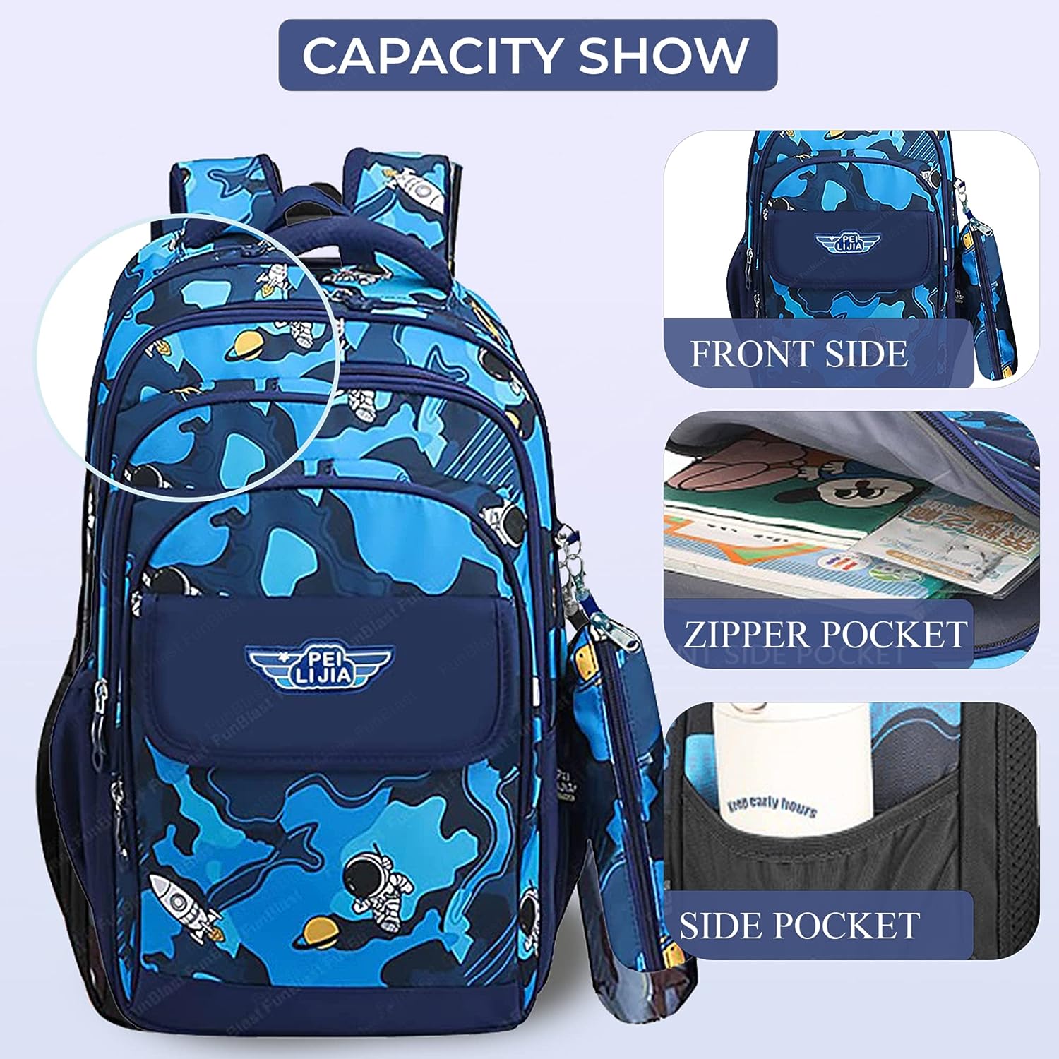 School Bags for Boys – Space Print Bagpack for Kids, College Bag, Casual Bag, School Bag, Backpack for Kids, Lightweight School Bags, Travel Bag, Picnic Bag (41 X 30 X 14 CM)