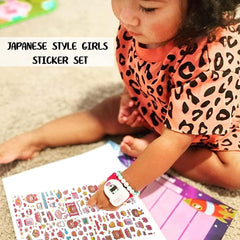 Cute Cartoon Theme Kawaii Stickers - 40 PET Sheets Cute Washi Stickers for Project, Japanese Style Girls Sticker Set, Size of Each Sheet - 40 X 8 CM (Color and Design May Vary)