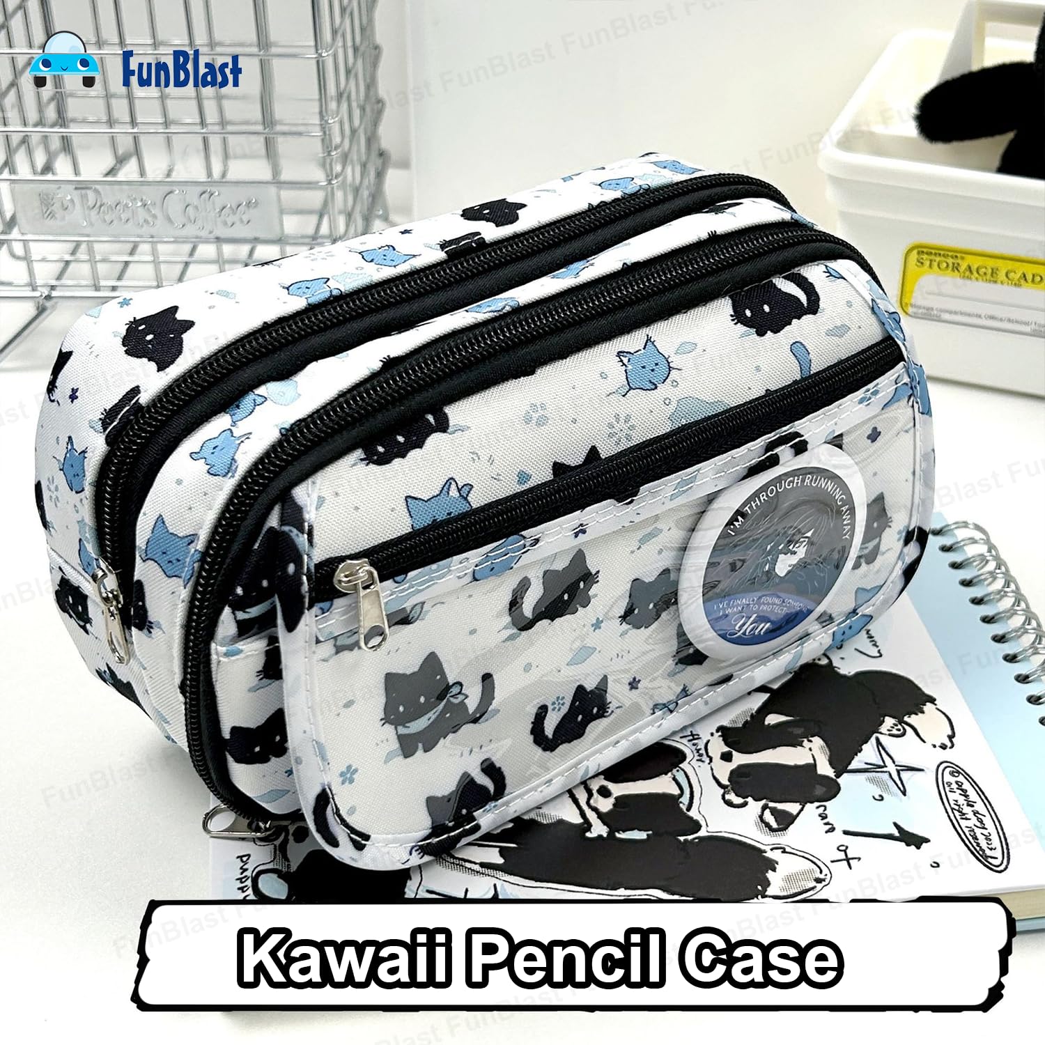 Cat Print Stationary Organizer Pouch for Kids & Adults