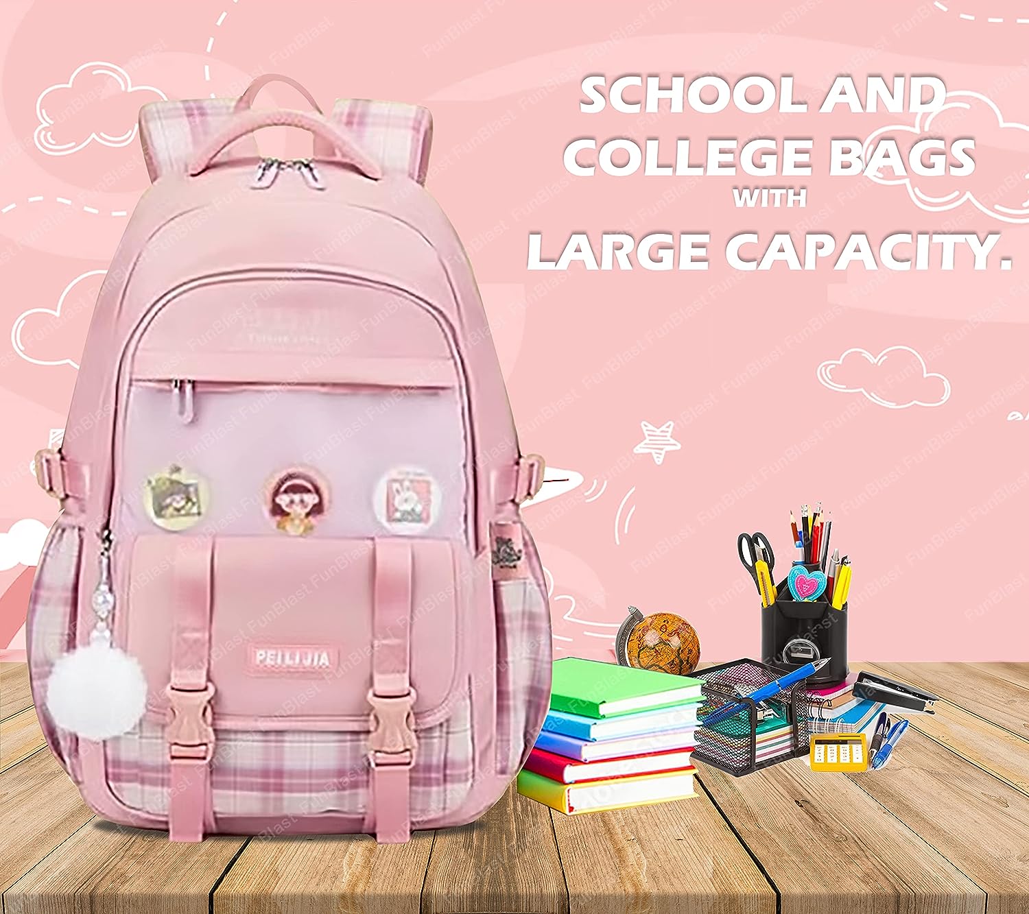 School Bags for Boys, Lightweight School and College Bags, Multipurpose Large Capacity Bag for Boys Girls Kids, Travel Bag, Picnic Bag (46 X 34 X 20 CM)