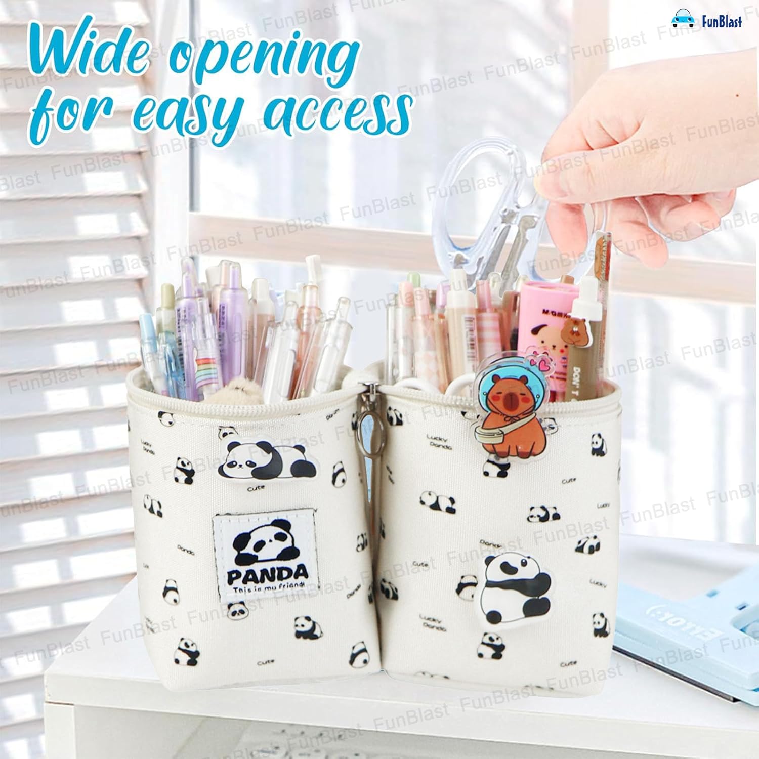 Korean Boba Pop Up Stationery Organizer Pouch for Kids (White)