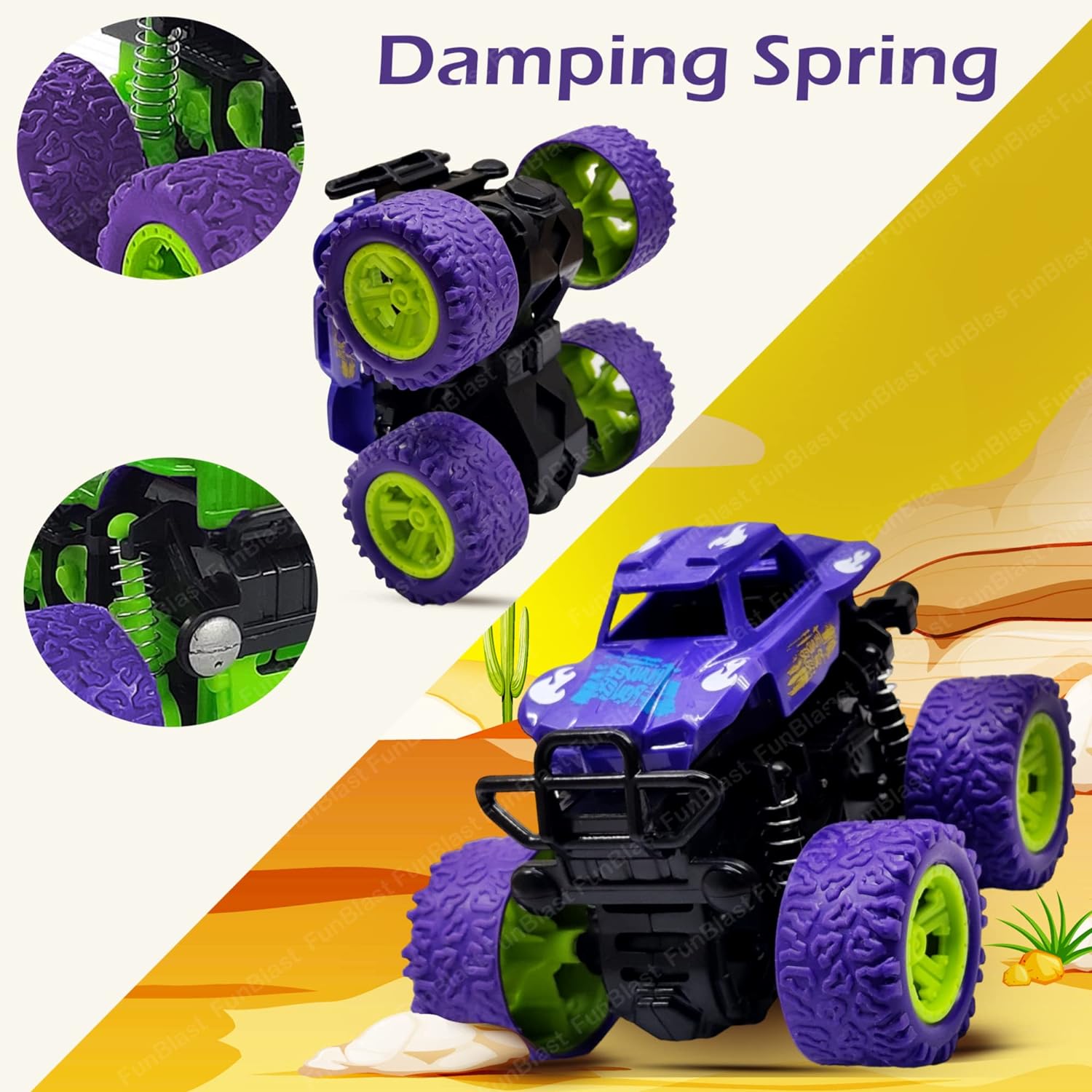 4WD Monster Truck Toys, Push & Go Toy Trucks Friction Power Toys - 4 Wheel Drive Vehicles Toy for Toddler - 1 Pcs