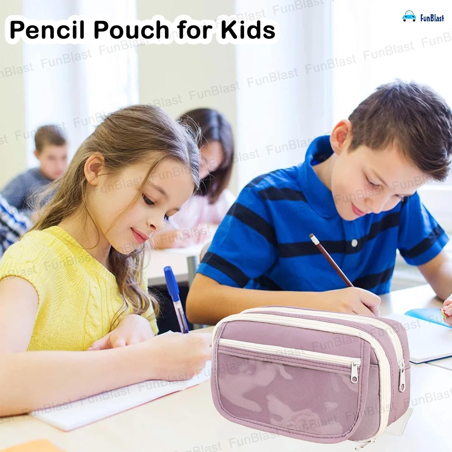 Multipurpose Zipper Stationary Organizer for Kids & Adults (Purple)