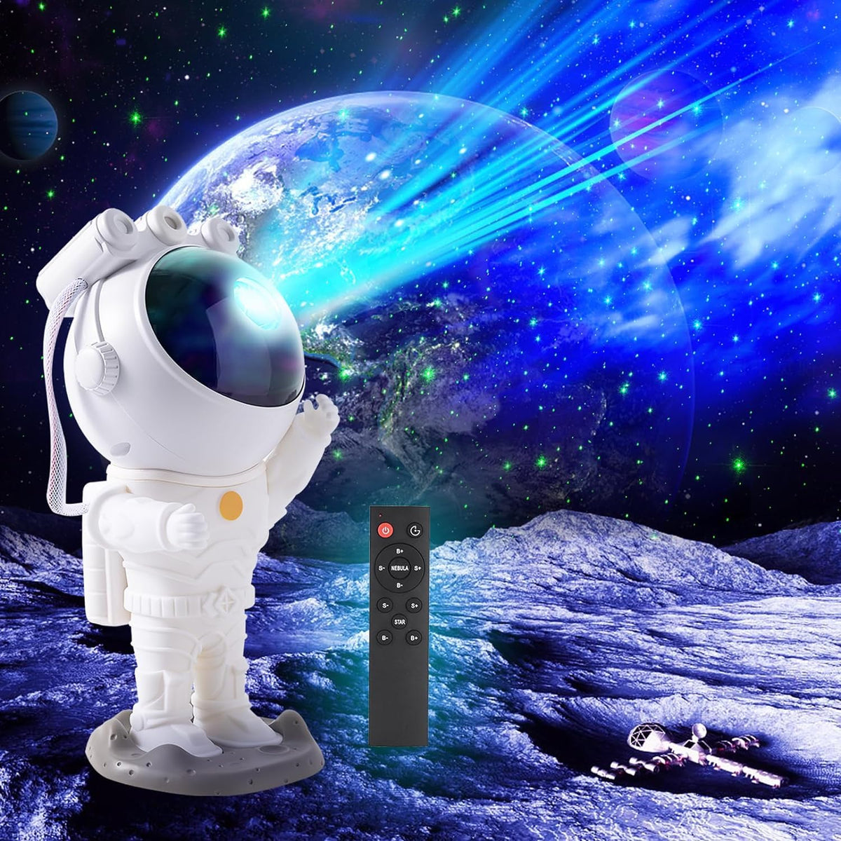 Projector Lamp – Astronaut Galaxy Projector, Remote Control LED Night Lamp for Bedroom, Nebula Galaxy Projector, 360° Rotating Brightness Adjustable Projection Lamp