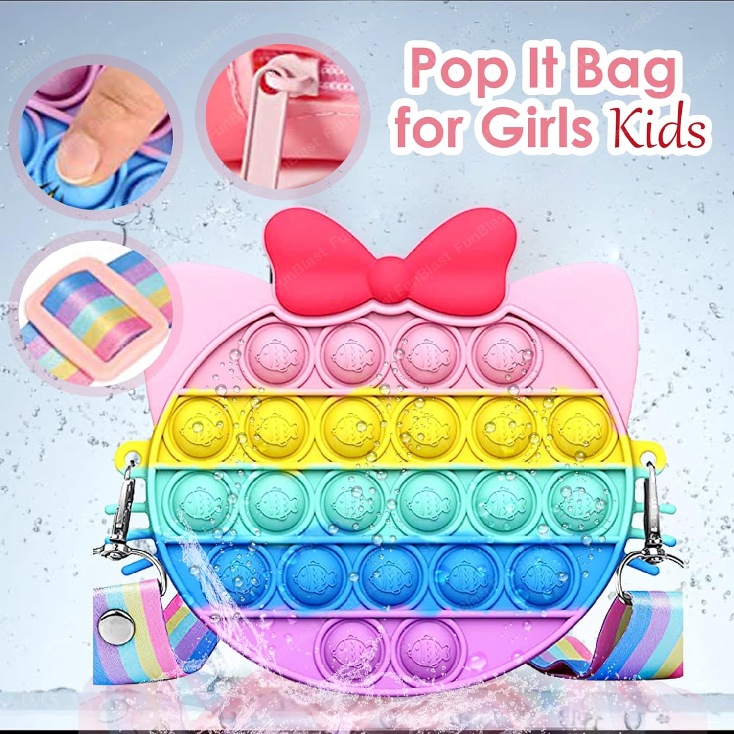 Pop It Sling Bag – Pop It Cross Body Bag for Kids, Pop It Purse for Girls, Birthday Gift for Girls