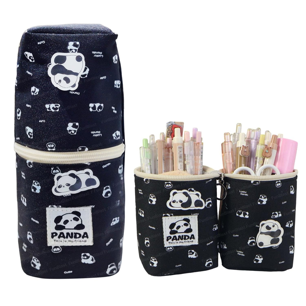 Korean Boba Pop Up Stationery Organizer Pouch for Kids (Black)