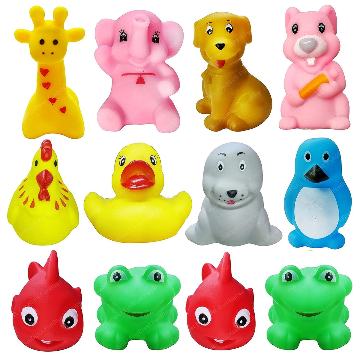 Bath Toys for Baby - Colorful Animal Bath Toys, Toddler Baby Bathtub Bathing Squeeze Bath Toy (Pack of 12 PC)