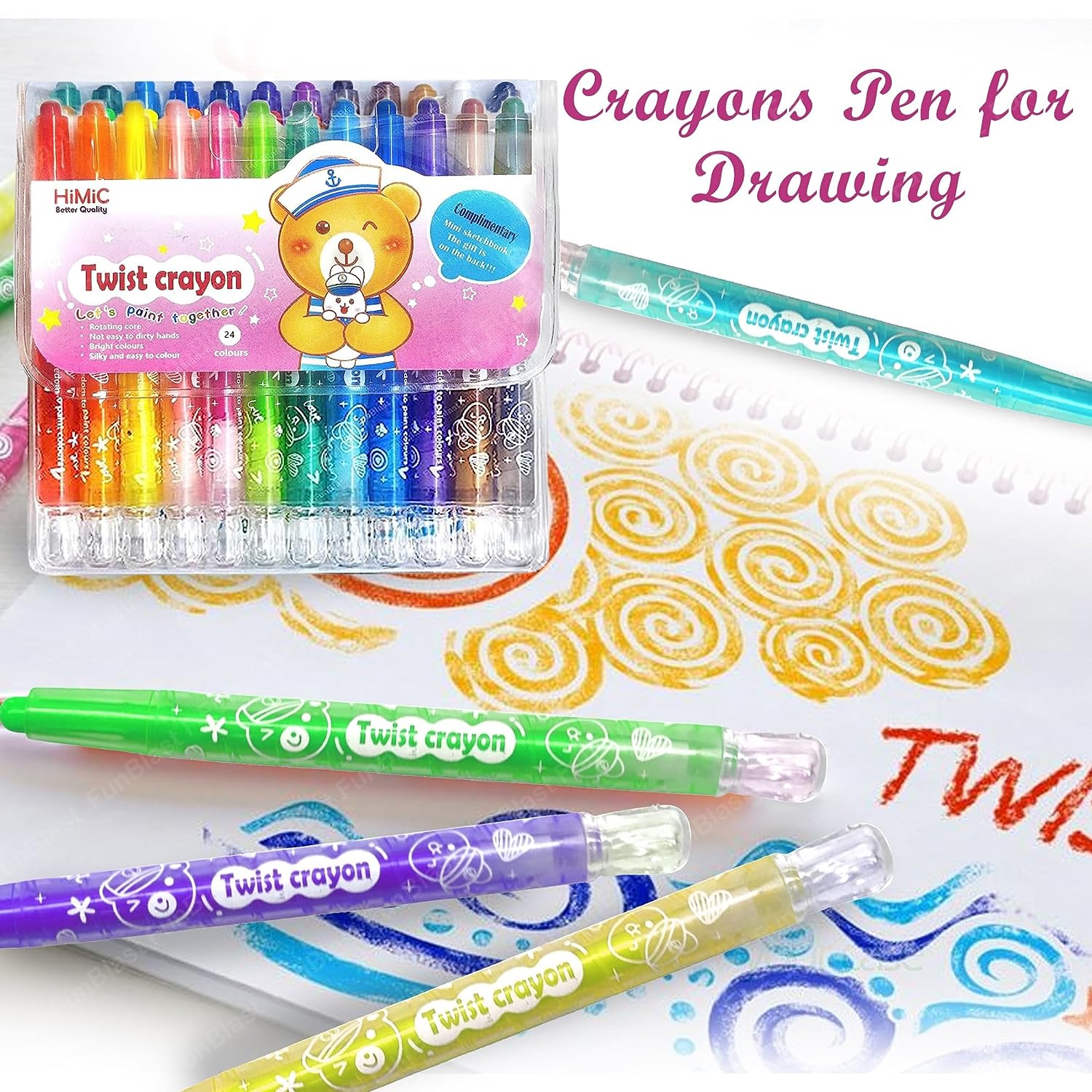 Twist Crayons For Kids - 24 Pcs Crayon Set For Kids, Coloring Kit For Kids, Crayon For Drawing And Painting For Kids, Art And Craft Kit (24 Pcs)