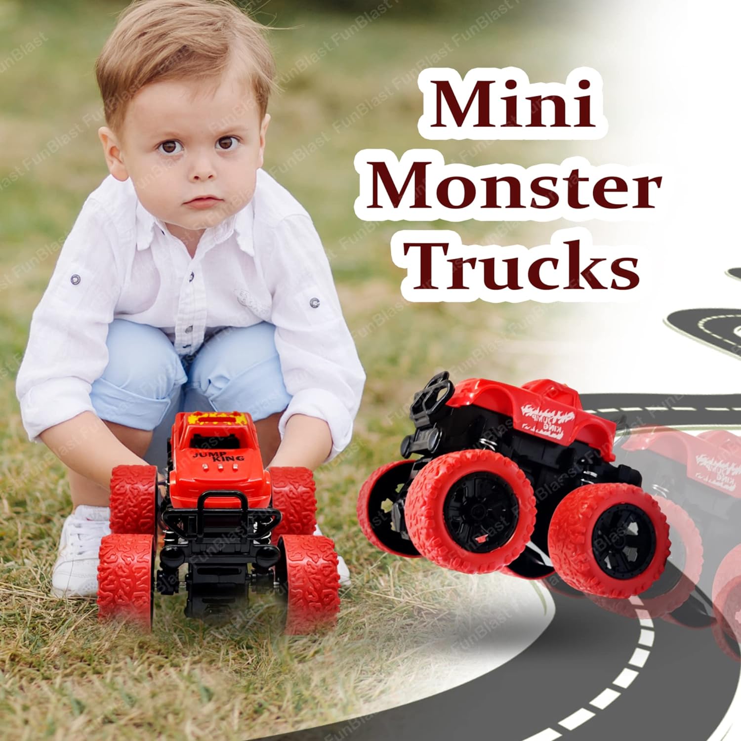 4WD Monster Truck Toys, Push & Go Toy Trucks Friction Power Toys - 4 Wheel Drive Vehicles Toy for Toddler - 1 Pcs