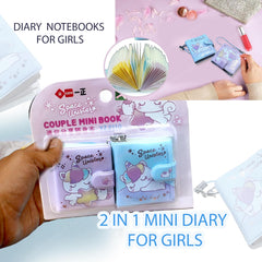 2 in 1 Mini Diary for Girls – Keychain Diary for Girls, Pack of 2 Diary, Unicorn Mini Diary, Multipurpose Mini Diary for Journaling, Return Gifts for Girls, Pocket Diary Small Size