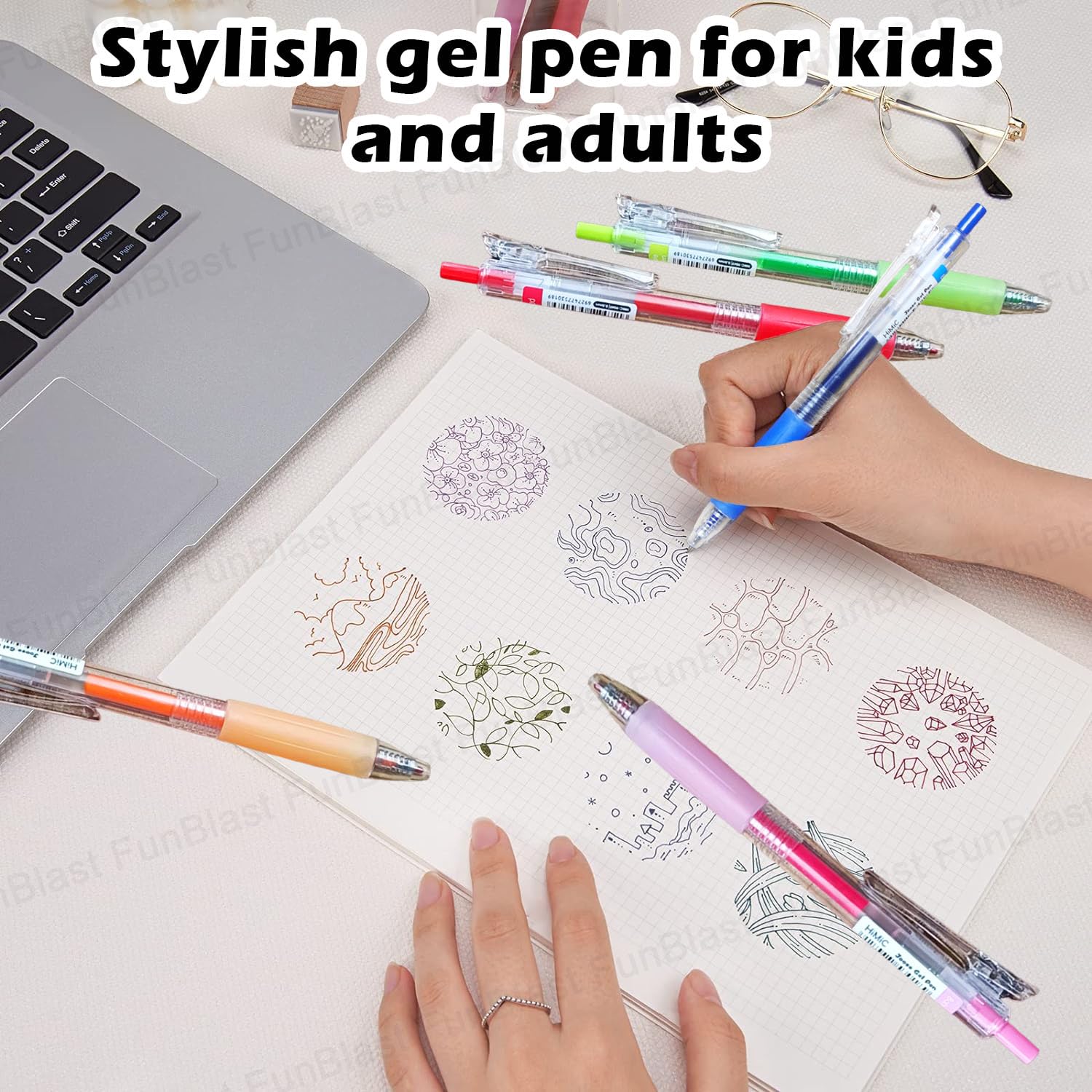 Gel Pens for Writing - Aesthetic Pens, 12 Colors Lightweight Gel Pen with Writing, Calligraphy, Journal (Pack of 12)