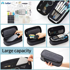 Multiple Compartment Double Zipper Portable Pouch for Kids (Grey)