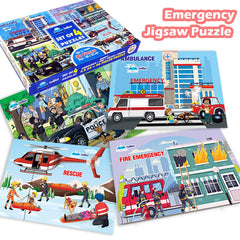 Jigsaw Puzzles for Kids - Emergency Rescue Jigsaw Puzzles for Kids and Police Team Jigsaw Puzzle, Set of 4 Puzzles - 96 Pcs Puzzle