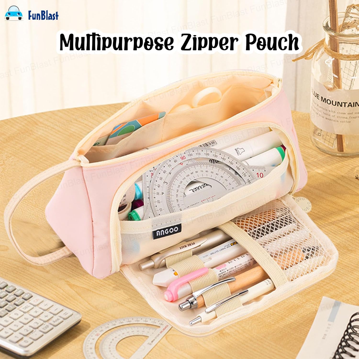 Multipurpose Stationery Organizer Bag with Handle for Kids & Adults(Pink)