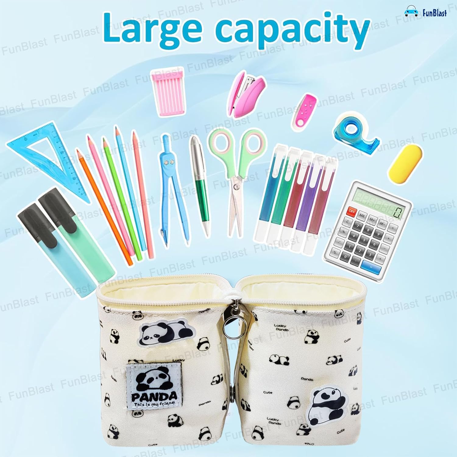 Korean Boba Pop Up Stationery Organizer Pouch for Kids (White)