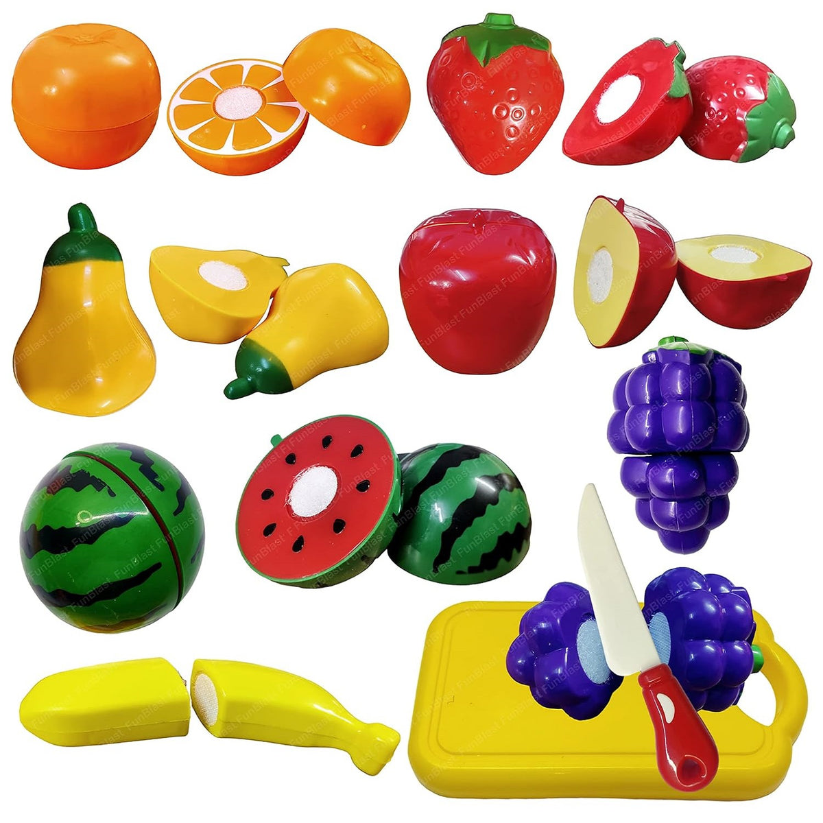 Fruits Cutting Play Set Toys - Realistic Sliceable Cutting Fruits Pretend Play Kitchen Toys for Kids, Play Food Toys - 9 Pcs