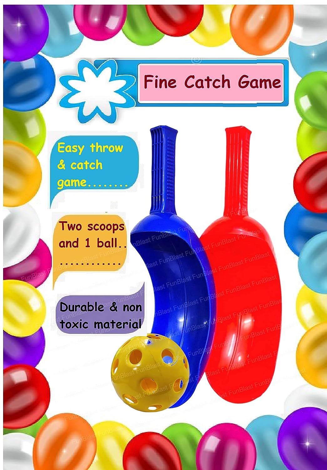 Toy for Kids, Fine Catch Game, Plastic Throw and Catch Game, Ball Game Indoor Outdoor Toy Set, Big Pop & Catch Ball Play Fun - Color May Vary