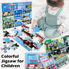 Jigsaw Puzzles for Kids - Emergency Rescue Jigsaw Puzzles for Kids and Police Team Jigsaw Puzzle, Set of 4 Puzzles - 96 Pcs Puzzle