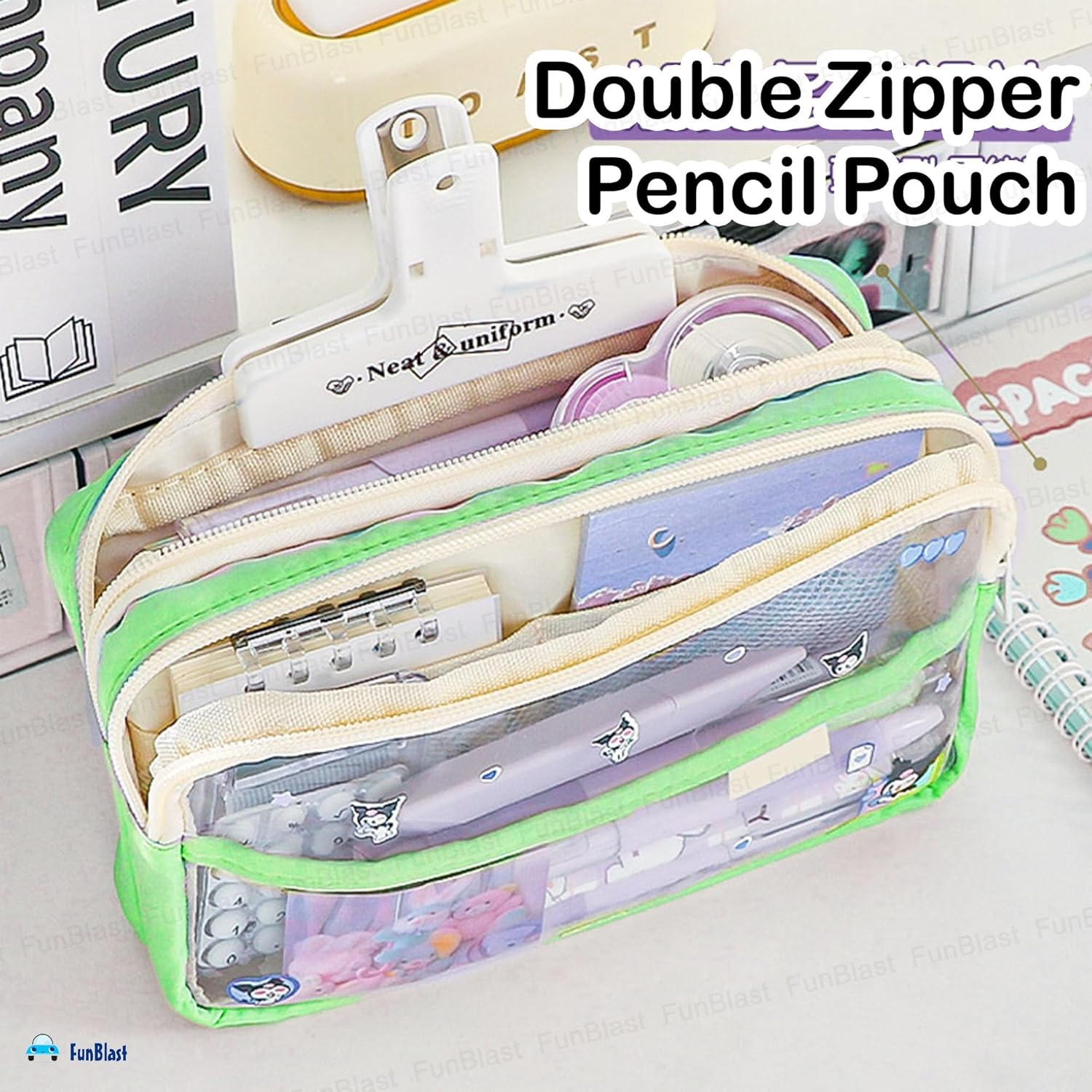 Multiple Compartment Pencil Pouch for Kids (Green)