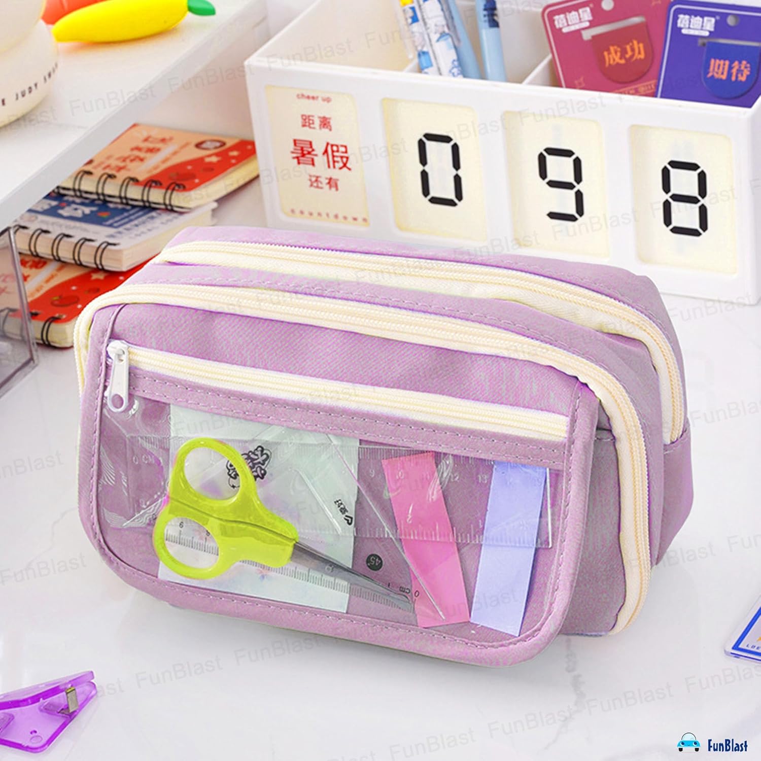 Multipurpose Zipper Stationary Organizer for Kids & Adults (Purple)